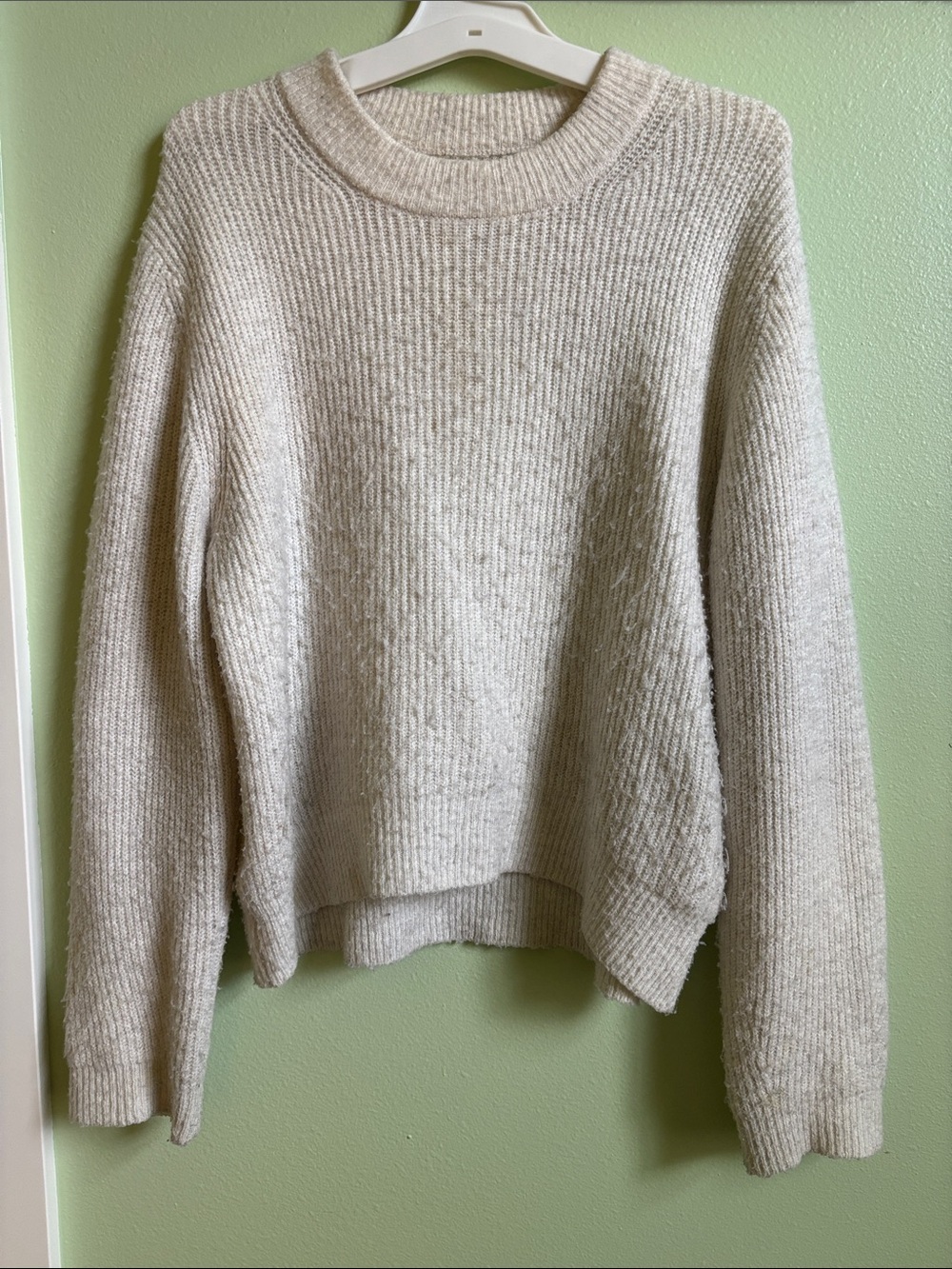 Zara Women's Cream Ribbed Knit Sweater